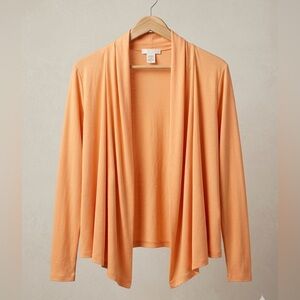 HULA BAY Papaya Orange Open Front Draped Cardigan Summer Tropical Layering